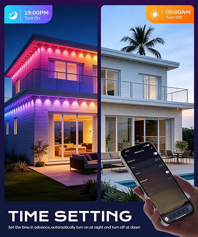 Permanent Outdoor Lights for House,100ft RGB+IC Lights with 16 Million Colors & 50 Scene Modes, App/Remote Control, IP67 Waterproof, DIY Music Sync, for Christmas, Holiday & Party Decor