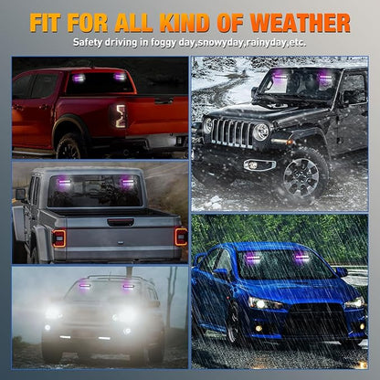 Nilight 12LED Emergency Strobe Traffic Advisor Light Bar 2 in 1 Purple White Dash Warning Safety Flashing Lights Front/Rear Windshield Construction Lights for Trucks Cars Plow Police Vehicles