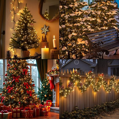 66FT 200 LED Connectable Christmas Tree Lights, End-to-End Plug 8 Modes Indoor Lights with Timer, Outdoor Indoor Fairy Lights Christmas Tree, Patio, Garden, Party, Wedding, Holiday (Warm White)
