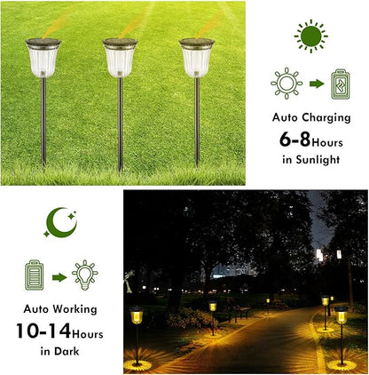Solar Lights Outside Waterproof, 6 Pack 200 Lumens Super Bright Solar Pathway Lights Outdoor Waterproof with 2 Lighting Modes, Auto On/Off Outdoor Solar Lights for Yard, Walkway, Lawn