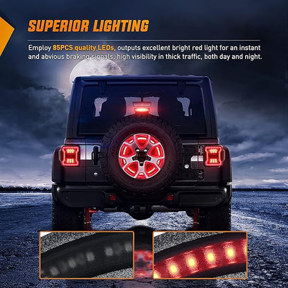 Nilight Spare Tire Brake Light Wheel Light 3rd Third Brake Light for 2018 2019 2020 2021 2022 2023 2024 2025 Jeep Wrangler JK JKU JL JLU