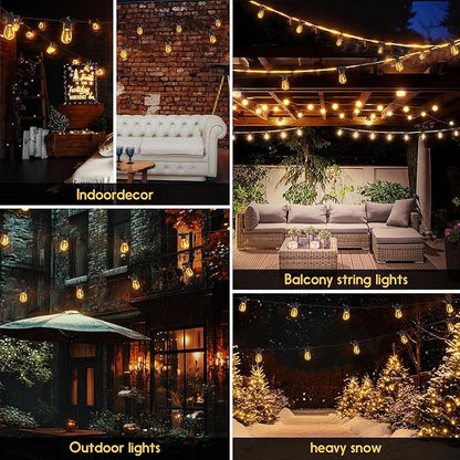 Outdoor String LED Patio Lights - 100Ft 30M Outside Waterproof Light with Remote Dimmable S14 Shatterproof Bulb Connectable Hanging Outdoor Electric Lighting for Backyard Yard Easter Gifts for men