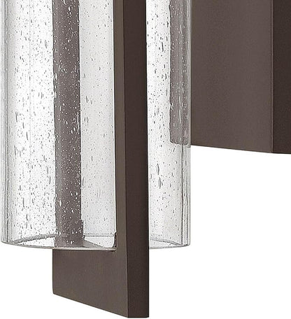 Hinkley Shelter Medium Outdoor Wall Mount Lantern, Minimalist Style, Dark Sky-Compliant, Solid Aluminum/Clear Seedy Glass, Buckeye Bronze