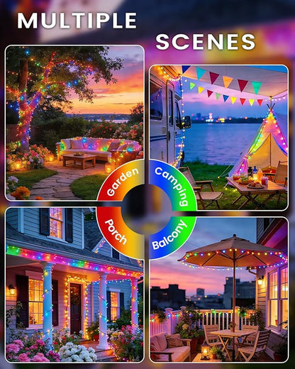 OZS 4 Pack 320LED Solar Christmas String Lights Outdoor, Waterproof 8 Modes Solar Tree Light, Green Wire Christmas Lights Outdoor for Garden, Party, Wedding, Christmas Decorations (Multicolor)