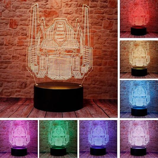 Cool Bumblebee Transformer Anime Character Autobots 3D Knight Trans LED Bedroom Decor Sleep Table Lamp with Remote 7 Colors Acrylic Visual Night Light Birthday Christmas Gifts for Fans Kids