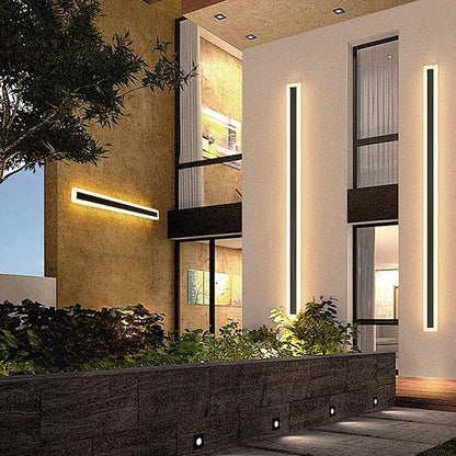 2Pack-71inch Long Outdoor Modern LED Wall Light,55W Waterproof IP65 Warm White 110V led Wall Mount Lighting Fixture Rectangular Black Wall Lights Elegant Frosted White Acrylic Anti Rust.