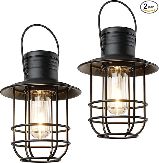 Xodus Innovations BL820-2 Battery-Operated LED Filament Style Lantern Outdoors Either Hanging or Standing , with Your Choice of 4, 6 or 8 Hour Automatic Timer