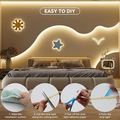 MIWISE COB LED Strip Light,24V 3000K Warm White LED Strip Lights,32.8ft UL-Listed Super Bright Flexible LED Strip,Dotless High Density Cuttable for Cabinet Bedroom DIY Projects(No Adapter&Controller)