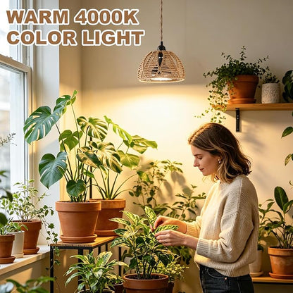 Hanging Grow Lights for Indoor Plants, Full Spectrum Plant Light, with Timer and 15FT Power Cord, 30W Pendant Plant Lights for Indoor Growing, Garden, Flowers, Greenhouse