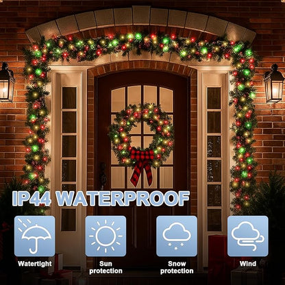 LAMPHOME 66ft Christmas Decorative Mini Lights, 200 LED Green Wire Fairy Starry String Lights Plug in, 16 Lighting Modes for Indoor Outdoor Xmas Tree Wedding Party Decoration (Red/Green/Warm)