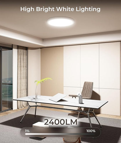 DeckTok 12 Inch Smart Ceiling Light, 2400LM RGBCW LED Flush Mount Ceiling Light Work with App & Voice Control, 2700K-6500K Dimmable LED Ceiling Light Fixture for Living Room Bedroom Game Room, 1 Pack