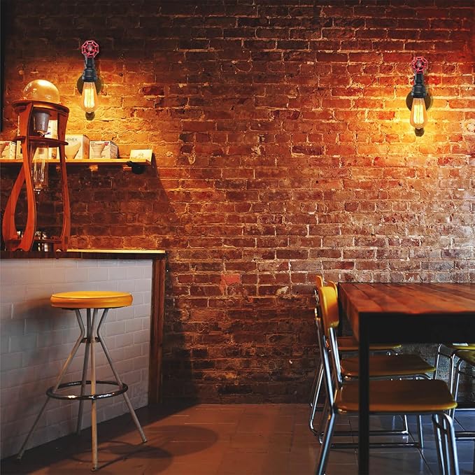 XEYOU Retro Wall lamp Vintage Industrial Steampunk Wall Sconce with Switch Metal Water Pipe Wall Mounted Light Fixture E26 Edison Bulb for Cafe Bar Restaurant Bedroom Livingroom