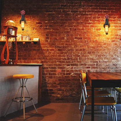 XEYOU Retro Wall lamp Vintage Industrial Steampunk Wall Sconce with Switch Metal Water Pipe Wall Mounted Light Fixture E26 Edison Bulb for Cafe Bar Restaurant Bedroom Livingroom