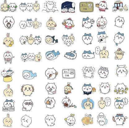 60pcs Japanese Cartoon Chiikawa Stickers for Kids, Funny Vinyl Waterproof Stickers for Water Bottle Phone Journal Guitar Skateboard Gifts for Teens Adults