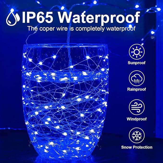 2Pack USB Plug in Fairy String Lights,16ft 50 LED Copper with Remote and Timer, 8 Modes Waterproof Twinkle String Lights Battery Powered for Bedroom Indoor Party Wedding Christmas Decoration