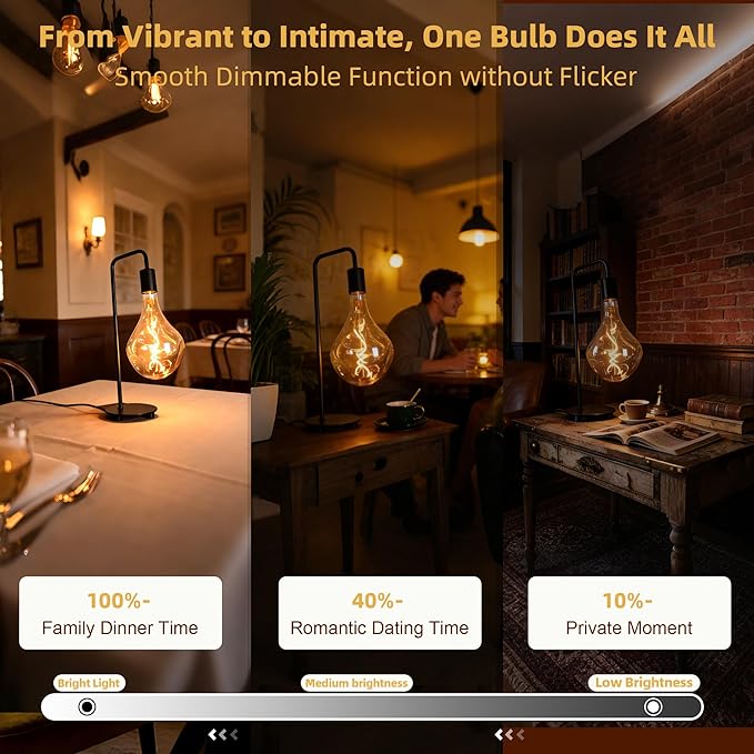 A165 Irregular Unique Large Oversized Vintage LED Edison Light Bulb,2200K Warm Amber Glass Dimmable,5Watt 400LM Extra Giant Decorative Light Bulbs for Pendant Floor Lamp 1Pack