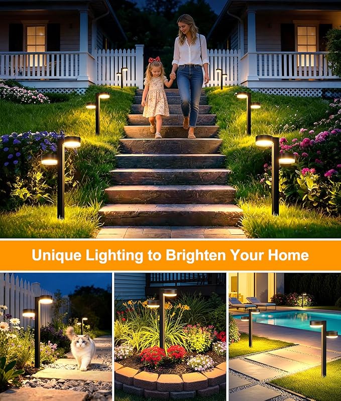 Brighter Solar Pathway Lights Outdoor, 6 Pack Dual-Head Solar Lights Outdoor Waterproof with 12 Head & 24 LED, Solar Powered Garden Light for Yard Path Walkway Driveway Sidewalk