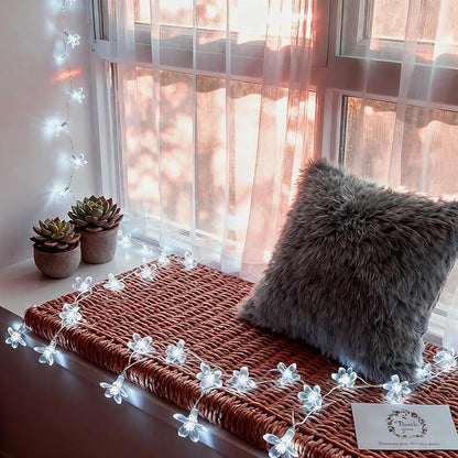 JACUXLSS Fairy Cool White Flower String Lights, 33ft 100 LED Plug in 8 Lighting Mode Cherry Blossom Indoor Wall Ceiling Window Decorations, Aesthetic Lamp Decor for Christmas Holiday Easter Bed Room