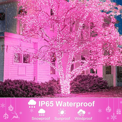 100FT 300 LED Christmas Lights, Pink Outdoor String Lights with 8 Modes Waterproof, Plug in Connectable String Twinkle Lights Green Wire for Indoor Patio Garden Love Party Decorations