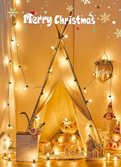 Vintage C9 LED Christmas Lights Outdoor, 200 Feet C9 String Lights with 100 Shatterproof C9 Bulbs, Waterproof Connectable Christmas Tree Lights for Outside Roofline Patio Xmas Decorations, Warm White