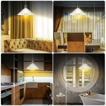 LYOOWNG Plug in Pendant Light, Industrial Hanging Light with Plug in Cord On/Off Switch, Modern Pendant Light with Plug in Cord, Farmhouse Pendant Light Fixture, White
