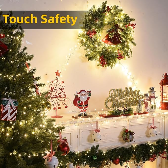 Fairy Lights Plug in 130Ft 2000LED Warm Christmas Wreath Lights with Timer Remote Waterproof Firecracker Twinkle Cluster String Light for Bedroom Wreath Party Garland Tree Decor Green Wire