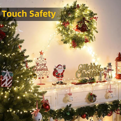 Fairy Lights Plug in 130Ft 2000LED Warm Christmas Wreath Lights with Timer Remote Waterproof Firecracker Twinkle Cluster String Light for Bedroom Wreath Party Garland Tree Decor Green Wire
