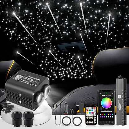 Meteor 20W Twinkle Starlight Headliner Kit, Star Lights for Car with Bluetooth APP/Remote/Music Mode, Fiber Cable 550pcs*0.03in*9.8ft+Shooting Star kit for Car Roof & Home Decoration