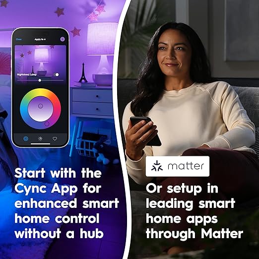 GE Cync PAR38 Smart LED Light Bulb, Color Changing Outdoor Floodlight, Compatible with Alexa and Google Home (4-Pack)