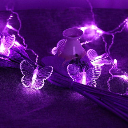Butterfly Curtain Lights, 4.9ft 48 LED USB Window Fairy Lights 10 Butterflies 8 Modes Firefly Twinkle String Lights for Room Bedroom Wall Ceiling Party Wedding Christmas (Purple)
