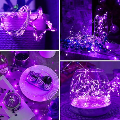 Aogist LED Fairy Lights, 16 ft 50 LEDs Firefly Lights Battery Operated String Lights for Bedroom DIY Mason Jar Wedding Party Halloween Christmas Festival Decoration (1, Purple)