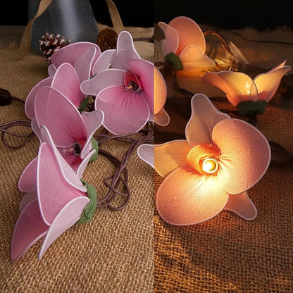 Flower String Lights Plug in with 10 LED Bulbs, Decorative Spring String Lights Indoor for Bedroom, Connectable Flower Fairy Lights Outdoor for Patio Garden Porch Floral Wedding Gifts(Pink Orchid)