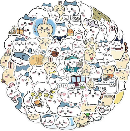 60pcs Japanese Cartoon Chiikawa Stickers for Kids, Funny Vinyl Waterproof Stickers for Water Bottle Phone Journal Guitar Skateboard Gifts for Teens Adults