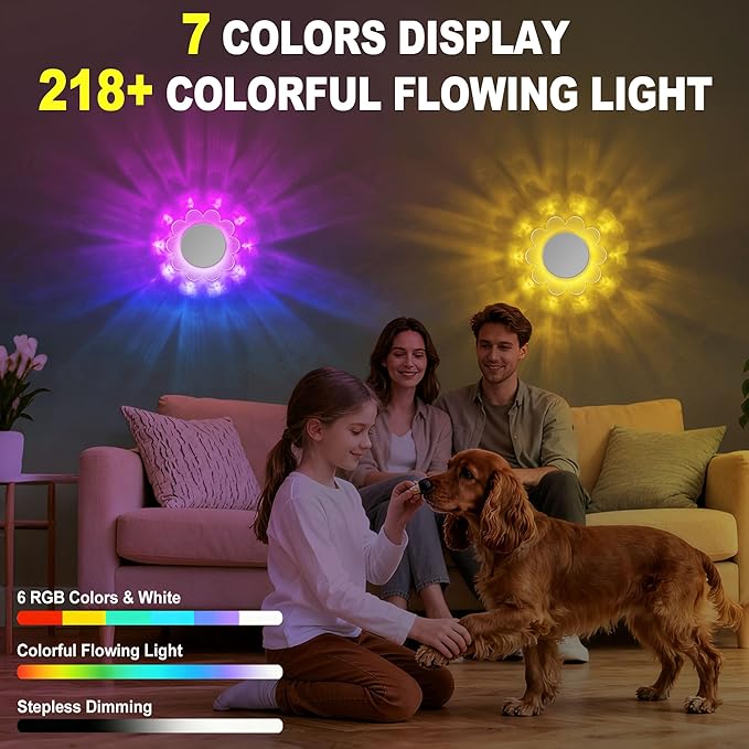 MeiLyte LED Wall Lamp,Wall Mounted Sconces with APP Control,Colorful Rechargeable wall lamp Light,Flower Shape Magnetic Wall Light with Timer, Wireless Wall Lamp for Bedroom, Hallway,Kitchen,Stairway