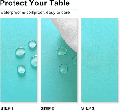 Hiasan Solid Rectangle Tablecloth Aqua - Waterproof Washable Oblong Fabric Table Cloth for Dining Room Kitchen and Outdoor Use, 60 x 140 Inch