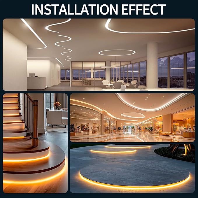 Flexible Plaster in LED Channel 6.6ft ×8Pack Curved Recessed Drywall Aluminum Strip Light Track with White Diffuser for LED Tape Mounting Profile