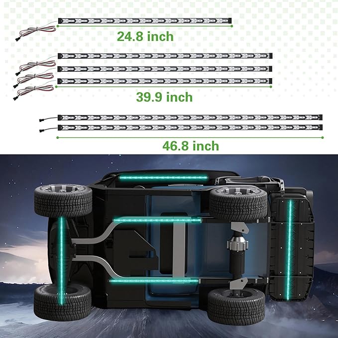 10L0L Golf Cart Underbody Light Kit, Underglow LED Strip for EZGO Club Car Yamaha, 24 Modes Multicolor RGB Music Sync Waterproof, Canopy Lights Optional (6 Pack(4 Underbody and 2 Roof-Fishbone))