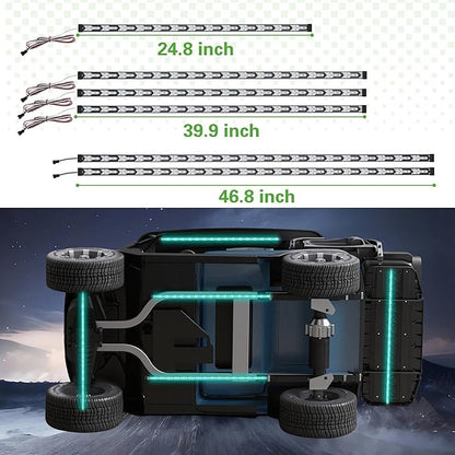 10L0L Golf Cart Underbody Light Kit, Underglow LED Strip for EZGO Club Car Yamaha, 24 Modes Multicolor RGB Music Sync Waterproof, Canopy Lights Optional (6 Pack(4 Underbody and 2 Roof-Fishbone))