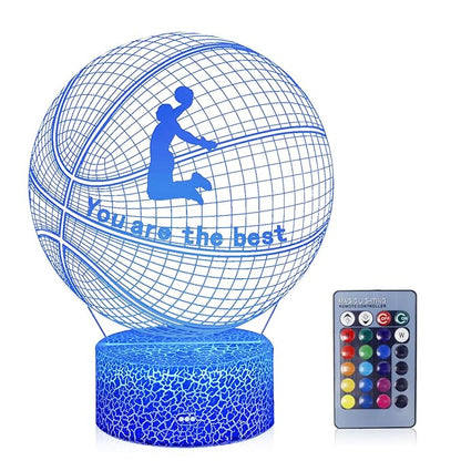 Dunk Basketball 3D Night Light,16 Color Change&Dimming by Remote Control or Smart Touch Optical Illusion Bedside Lamps,Sports Decor for Boys bedroom Girls Kids Teens Birthday Chrismas Gifts Xmas Gift