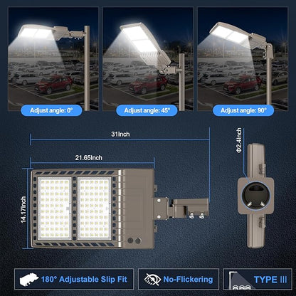 KUKUPPO 2Pack 480V 400W LED Parking Lot Light Power Adjustable, Shoebox Flood Pole Light Outdoor Parking Lighting with Slip Fit 60,000LM 5000K IP65 Waterproof 277-480V ETL Listed