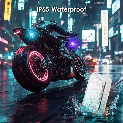 11 LEDs Wireless Strobe Lights with Remote 500mAh Rechargeable Car RGB Car Interior Ambient Lighting Anti-Collision Strobes Light for Motocycle Vehicle Bike Scooter Warning Flashing 4PCS