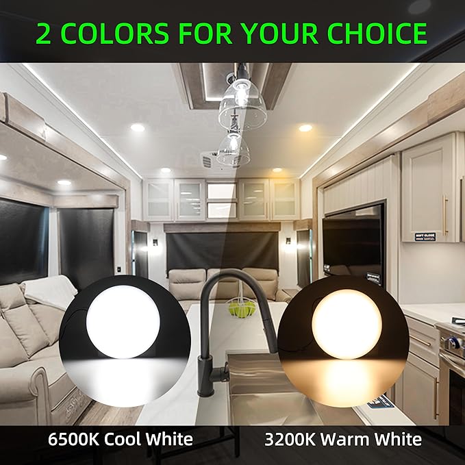 RV Light Interior 12V, 5Inch RV Ceiling Dome Light, RV LED Puck Light with ON/Off Switch, 700LM Camper Lights Fixture for RV Boat Camper Trailer Car (3200K Warm White, 6PCS)