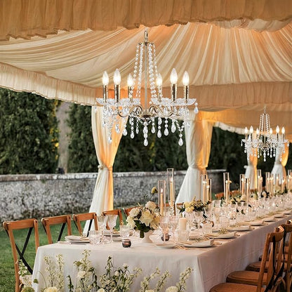 Crystal Plug in Chandelier Lighting with Long Cord, 6 Lights Gold French Country Plug in Pendant Light Modern Hanging Chandeliers for Dining Room Kitchen Bedroom Living Room