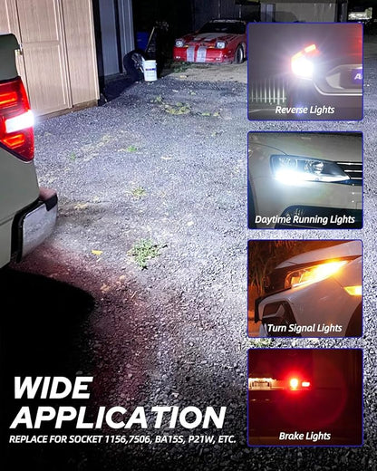 AUTOONE White 1156 LED Light Bulbs, 700% Super Bright & 6500K White 7506 BA15S P21W LED Bulbs for Backup Reverse Signal Blinker Tail DRL Brake Running Parking Lights, 2PCS