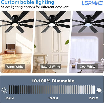 Ceiling Fans with Lights, 54 inch Low Profile Ceiling Fan with Light and Remote Control, Flush Mount Ceiling Fan for Bedroom, Living Room, Reversible, 3CCT, Dimmable, Noiseless DC Motor, Black