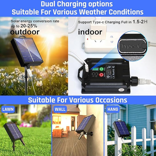 New Upgraded Solar Christmas String Lights Outdoor Waterproof 2 Pack Total 144ft 400 Led Solar & USB Rechargeable 19 Modes Christmas Tree Lights for Outdoor Indoor Yard Xmas Decorations, Warm White