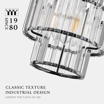 Modern Crystal Chandelier, 6"x7" Classic Crafted Pendant Light, Glass & Metal Hanging Light for Innovative Small Space Use in Dining Room, Kitchen Island, Bedroom, Living Room - Obsidian