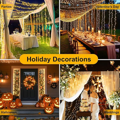 200FT 600LED Christmas Lights Plug in,Warm White Waterproof Fairy Lights with Timer/8 Modes, Christmas Tree Lights Lighting Outdoor Indoor Garden Party Wedding Christmas Tree Decoration