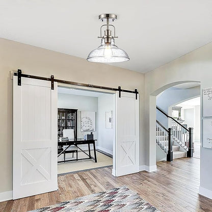 Zlepmlla Modern Flush Mount Ceiling Light Fixture, < Bulb NOT Included> Brushed Nickel Finished with Clear Glass Shade, Farmhouse Light Fixture for Kitchen Island Entryway Porch Foyer Dining Room