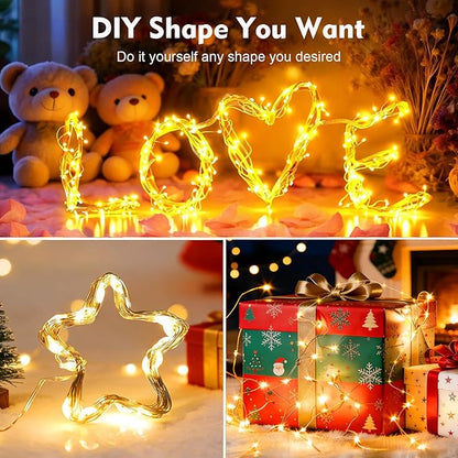 2Pack USB Plug in Fairy String Lights,16ft 50 LED Copper with Remote and Timer, 8 Modes Waterproof Twinkle String Lights Battery Powered for Bedroom Indoor Party Wedding Christmas Decoration